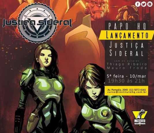 Equipe da Justiça Sideral no Instituto dos Quadrinhos